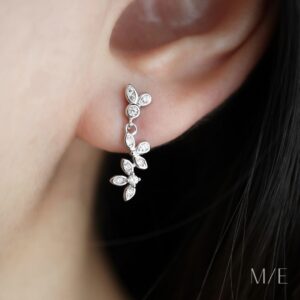Meree Petal Leaf Earrings Sterling Silver Anting Wanita Anti Karat