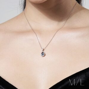 Meree Azure Natural Blue Topaz Necklace Sterling Silver Kalung Wanita Anti Karat