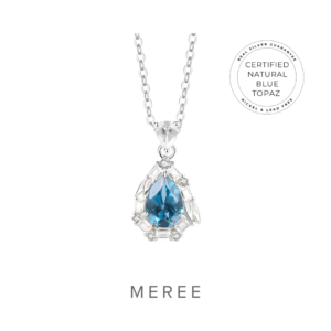 Meree Azure Natural Blue Topaz Necklace Sterling Silver Kalung Wanita Anti Karat