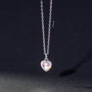 Meree Moonstone Heart Necklace Sterling Silver Kalung Wanita Anti Karat