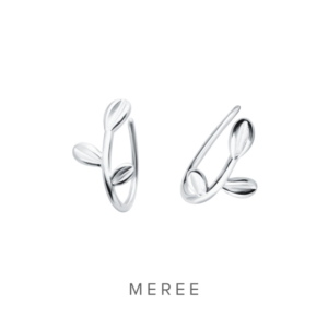 Meree Pami Leaf Earring Clip Sterling Silver Anting Wanita Anti Karat
