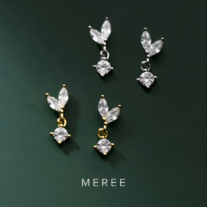 Meree Sage Leaf Earring Sterling Silver Anting Perak Wanita Anti Karat