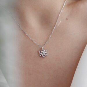 Meree Alaska Snowflake Necklace Sterling Silver Kalung Wanita Anti Karat