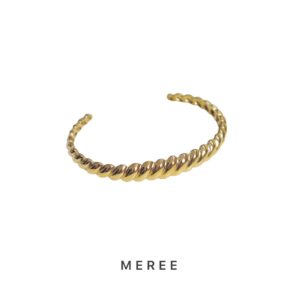 Meree – Verity Twisted Bangle Bracelet Stainless Steel 18k Tahan Karat