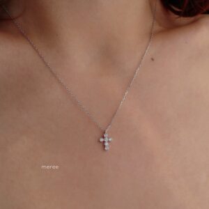 Meree – Catarina Cross Pave Zirconia Necklace Sterling Silver