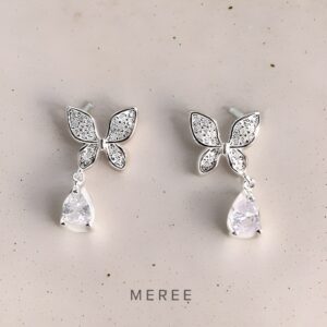 Meree Lilia Butterfly Tear Drop Earring Sterling Silver Anting Perak Wanita Anti Karat
