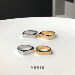Meree Signy Rectangular Signet Ring Stainless Steel Cincin Unisex Tahan Karat