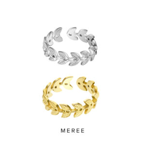 Meree – Ever Leaf Ring Stainless Steel Unisex Cincin Tahan Karat