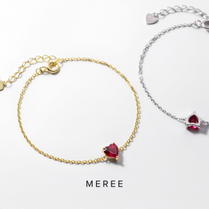 Meree Ruby Heart Bracelet Sterling Silver 925 Gelang Perak Wanita Anti Karat