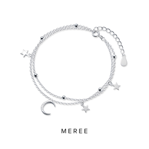 Meree – Aviana Moon Star Bracelet Sterling Silver Gelang Wanita Anti Karat