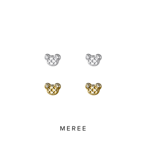 Meree Bear Waffle Earring Silver 999 Anting Perak Wanita Anti Karat