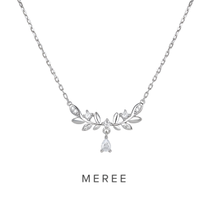 Meree Althea Leaf Necklace Sterling Silver Kalung Wanita Anti Karat