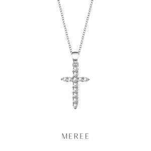 Meree – Gloria Pave Cross Necklace Sterling Silver Kalung Salib Wanita Anti Karat