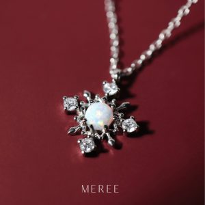 Meree Snowflake Opal Necklace Sterling Silver Kalung Wanita Anti Karat