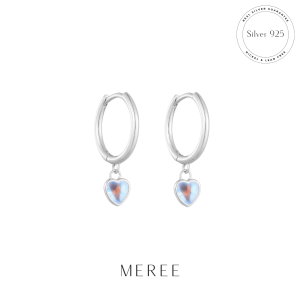 Meree Moonstone Heart Earring Sterling Silver Anting Wanita Anti Karat