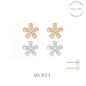 Meree – Rosele Flower Earring Sterling Silver Anting Wanita Anti Karat