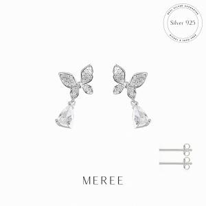 Meree Lilia Butterfly Tear Drop Earring Sterling Silver Anting Perak Wanita Anti Karat