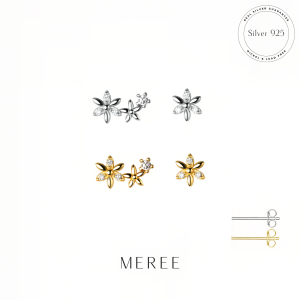 Meree – Aster Flower Anting Wanita Sterling Silver Anti Karat