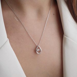 Meree – Ayra Water Drop Necklace Sterling Silver Kalung Anti Karat