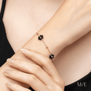 Meree – Orla Black Flower Bracelet Stainless Steel Gelang Tahan Karat