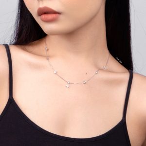 Meree Clementine Clover Necklace Sterling Silver Kalung Wanita Anti Karat