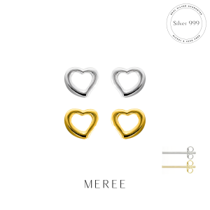 Meree Ari Heart Earring Silver 999 Anting Perak Wanita Anti Karat