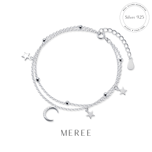 Meree – Aviana Moon Star Bracelet Sterling Silver Gelang Wanita Anti Karat