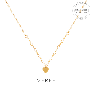 Meree – Rayne Heart Necklace Stainless Steel 18k Gold Tahan Karat