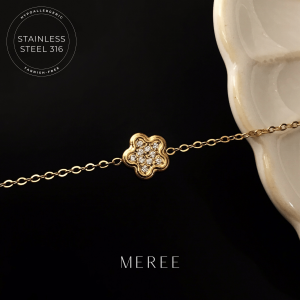Meree – Elin Flower Bracelet Stainless Steel 18k Gelang Tahan Karat