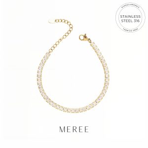 Meree – Clea Tennis Bracelet Stainless Steel 18k Gelang Tahan Karat