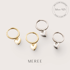 Meree – Inoa Heart Huggies Sterling Silver Anting Perak Wanita Anti Karat