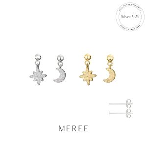Meree – Selene Star Moon Earring Sterling Silver 925 Anting Wanita Anti Karat