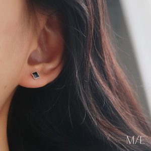 Meree – Black Clover Earring Pure Silver 999 Anting Perak Anti Karat