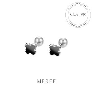 Meree – Black Clover Earring Pure Silver 999 Anting Perak Anti Karat