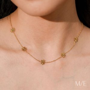 Meree – Flore Daisy Necklace Stainless Steel 316 18k Kalung Wanita Tahan Karat