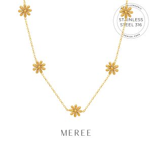 Meree – Flore Daisy Necklace Stainless Steel 316 18k Kalung Wanita Tahan Karat