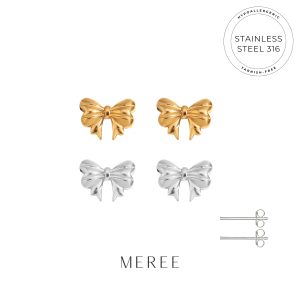 Meree – Elowen Bow Earring Stainless Steel 316 Anting Wanita Tahan Karat